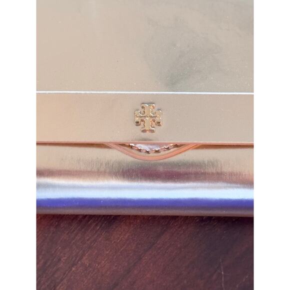 New TORY BURCH Kira Gold Metallic Leather Envelope Clutch Evening Handbag - Picture 3 of 16
